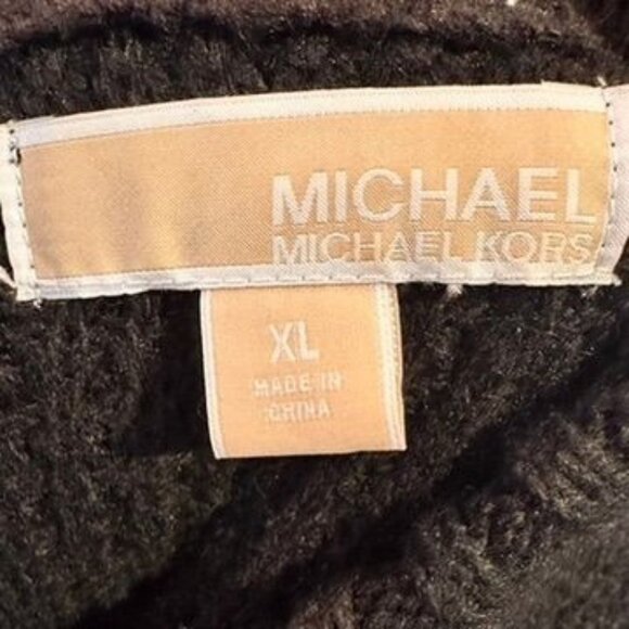 Michael Kors Wool Blend Black Chunky Cardigan Womens XL Gold Dressy Art Deco - Picture 8 of 12